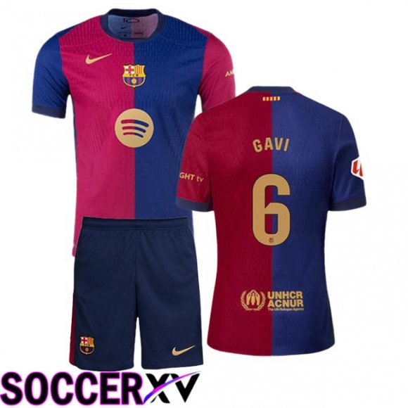 FC Barcelona (GAVI 6) Kids Home Soccer Jersey Blue Red 2024/2025