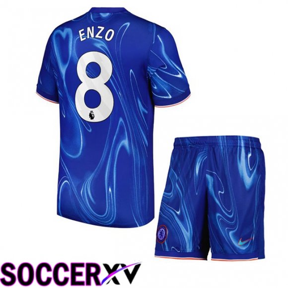 FC Chelsea (Enzo 8) Kids Home Soccer Jersey Blue 2024/2025