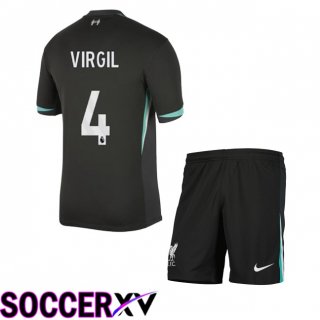 FC Liverpool (VIRGIL 4) Kids Away Soccer Jersey Black 2024/2025