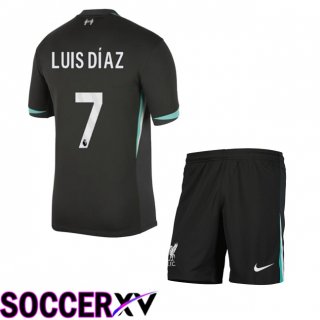 FC Liverpool (LUIS DÍAZ 7) Kids Away Soccer Jersey Black 2024/2025