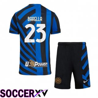 Inter Milan (BARELLA 23) Kids Home Soccer Jersey Blue 2024/2025