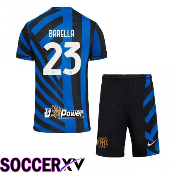 Inter Milan (BARELLA 23) Kids Home Soccer Jersey Blue 2024/2025