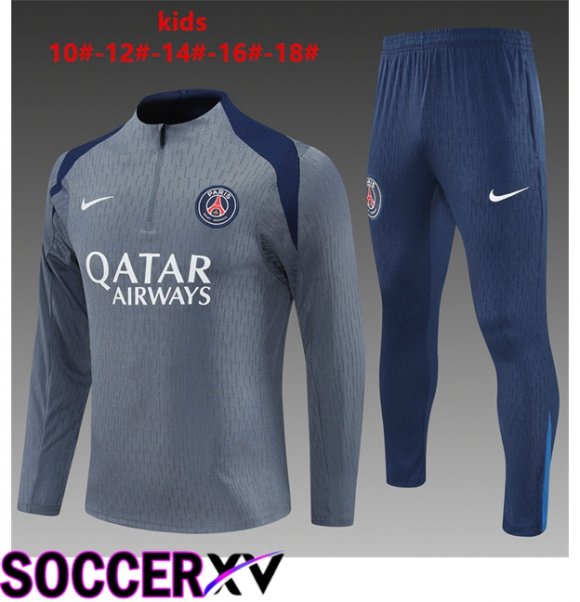 Paris PSG Kids kit Training Tracksuit Grey 2025/2026
