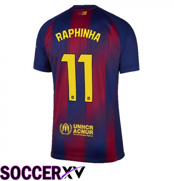 FC Barcelona (RAPHINHA 11) Home Soccer Jersey Blue Red 2025/2026