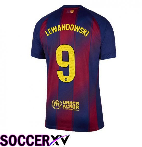 FC Barcelona (LEWANDOWSKI 9) Home Soccer Jersey Blue Red 2025/2026
