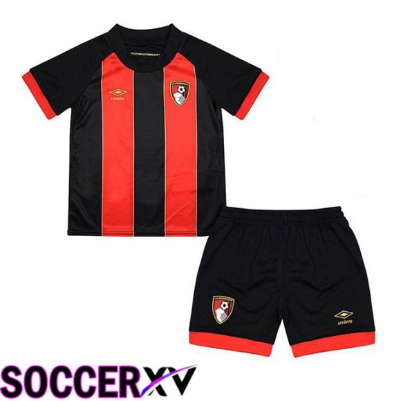 AFC Bournemouth Kids Home Soccer Jersey Black Red 2024/2025