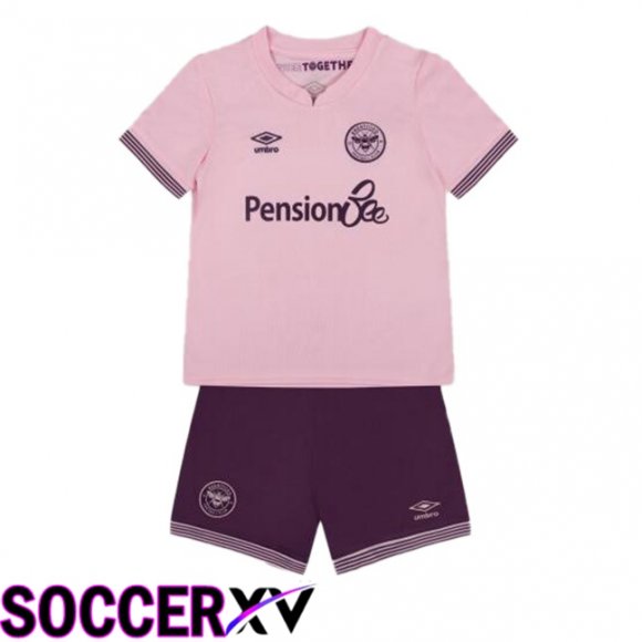 Brentford FC Kids Away Soccer Jersey Pink 2024/2025