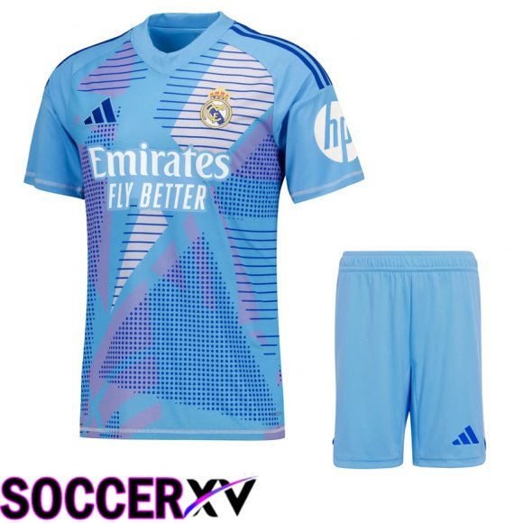 Real Madrid Goalkeeper kit Soccer Jersey Blue + Shorts 2024/2025