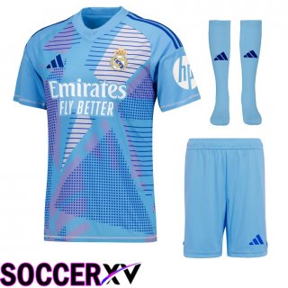 Real Madrid Goalkeeper kit Soccer Jersey Blue (Shorts + Socks) 2024/2025