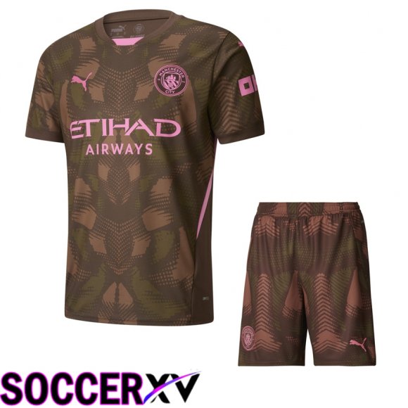 Manchester City Goalkeeper kit Soccer Jersey Brown + Shorts 2024/2025