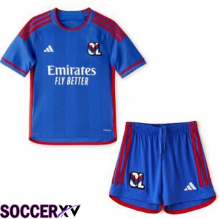 Lyon OL Kids Away Soccer Jersey Blue 2023/2024