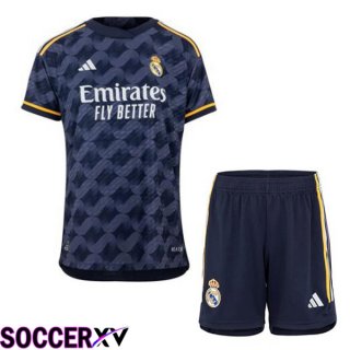 Real Madrid Kids Away Soccer Jersey Blue Royal 2023/2024