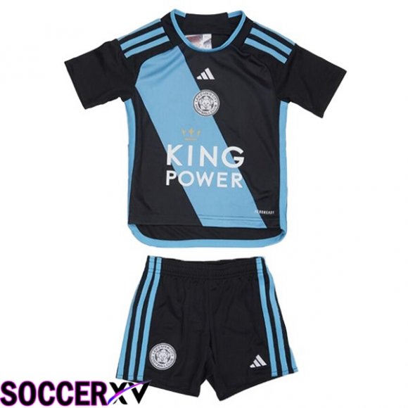 Leicester City Kids Away Soccer Jersey Blue Black 2023/2024