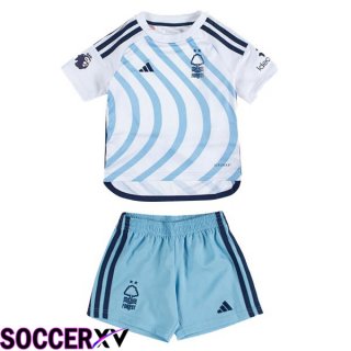 Nottingham Forest Kids Away Soccer Jersey Blue White 2023/2024