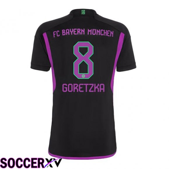 Bayern Munich (Goretzka 8) Away Soccer Jersey Black 2023/2024