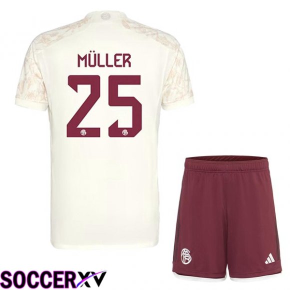 Bayern Munich (Müller 25) Kids Third Soccer Jersey Yellow 2023/2024