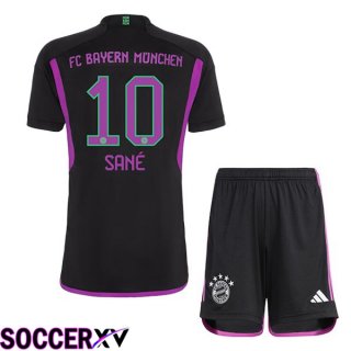 Bayern Munich (Sané 10) Kids Away Soccer Jersey Black 2023/2024