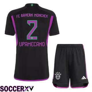 Bayern Munich (Upamecano 2) Kids Away Soccer Jersey Black 2023/2024