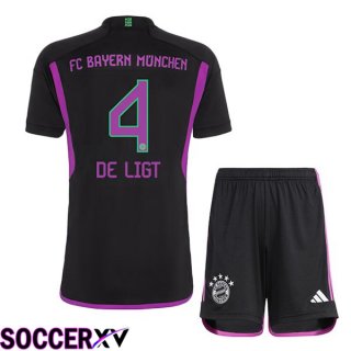 Bayern Munich (de Ligt 4) Kids Away Soccer Jersey Black 2023/2024