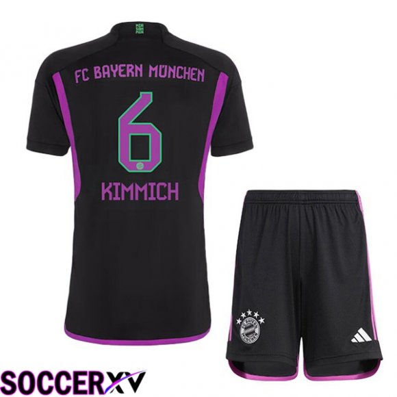 Bayern Munich (Kimmich 6) Kids Away Soccer Jersey Black 2023/2024