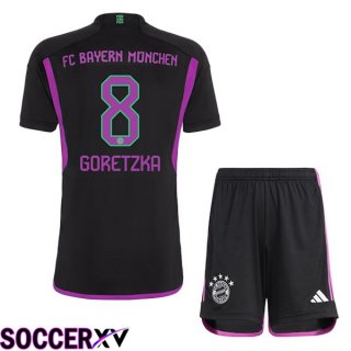 Bayern Munich (Goretzka 8) Kids Away Soccer Jersey Black 2023/2024