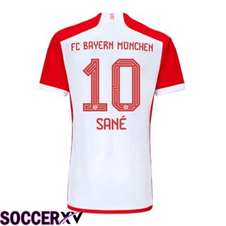 Bayern Munich (Sané 10) Home Soccer Jersey White Red 2023/2024