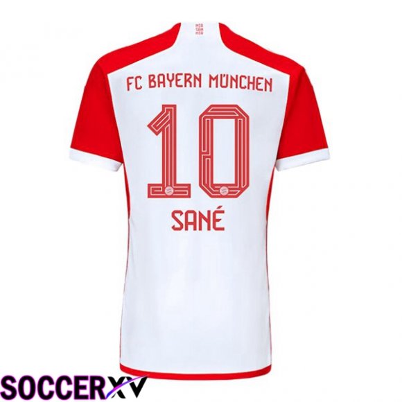 Bayern Munich (Sané 10) Home Soccer Jersey White Red 2023/2024