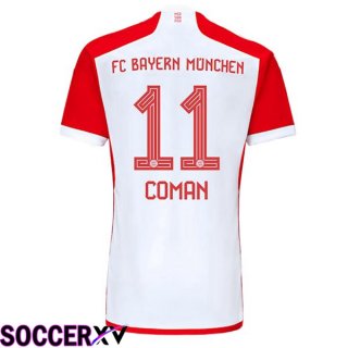 Bayern Munich (Coman 11) Home Soccer Jersey White Red 2023/2024