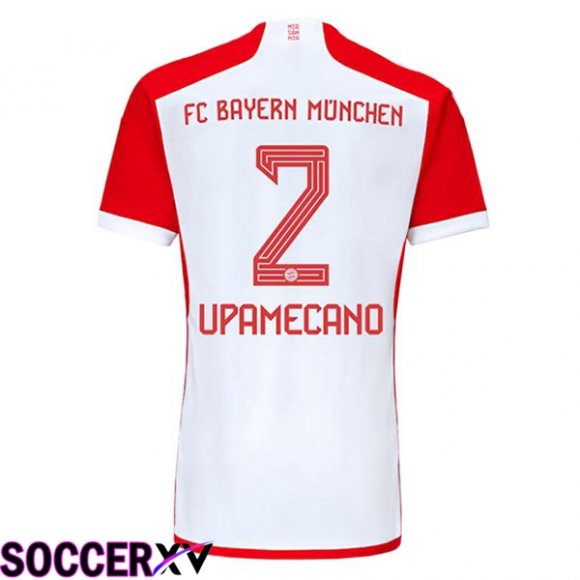 Bayern Munich (Upamecano 2) Home Soccer Jersey White Red 2023/2024