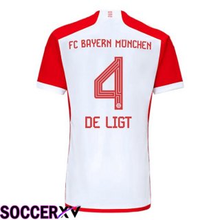 Bayern Munich (de Ligt 4) Home Soccer Jersey White Red 2023/2024