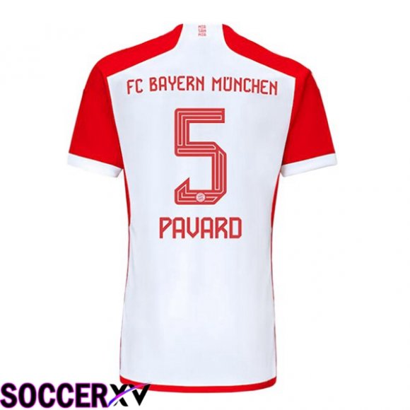 Bayern Munich (Pavard 5) Home Soccer Jersey White Red 2023/2024