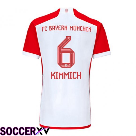 Bayern Munich (Kimmich 6) Home Soccer Jersey White Red 2023/2024