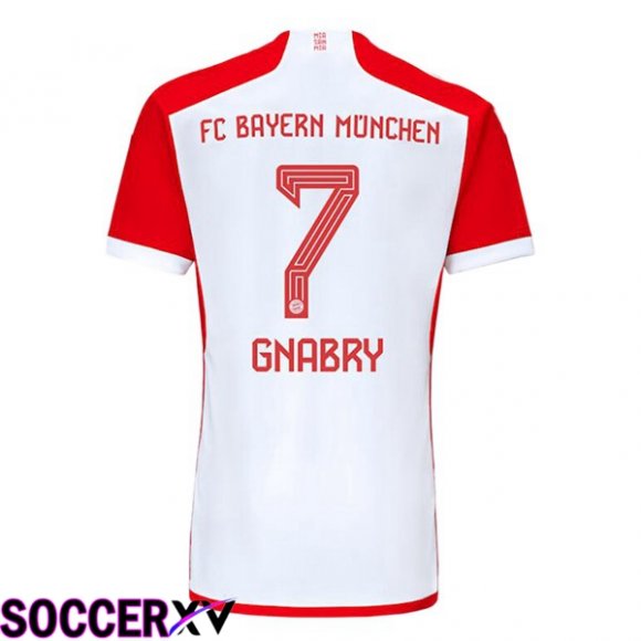 Bayern Munich (Gnabry 7) Home Soccer Jersey White Red 2023/2024