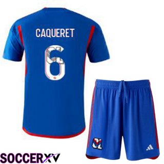 Lyon OL (CAQUERET 6) Kids Away Soccer Jersey Blue 2023/2024