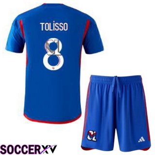 Lyon OL (TOLISSO 8) Kids Away Soccer Jersey Blue 2023/2024