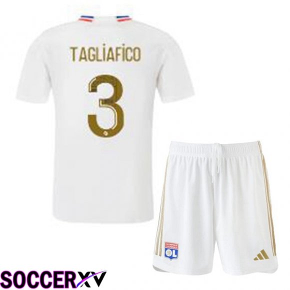 Lyon OL (TAGLIAFICO 3) Kids Home Soccer Jersey White 2023/2024