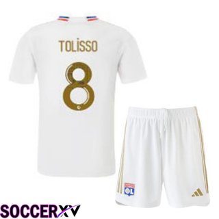 Lyon OL (TOLISSO 8) Kids Home Soccer Jersey White 2023/2024