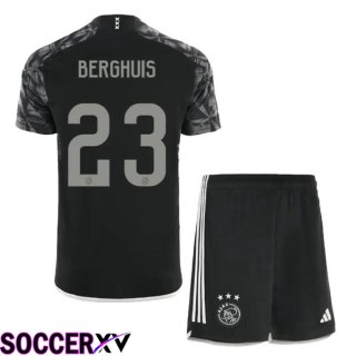 AFC Ajax (Berghuis 23) Kids Third Soccer Jersey Black 2023/2024