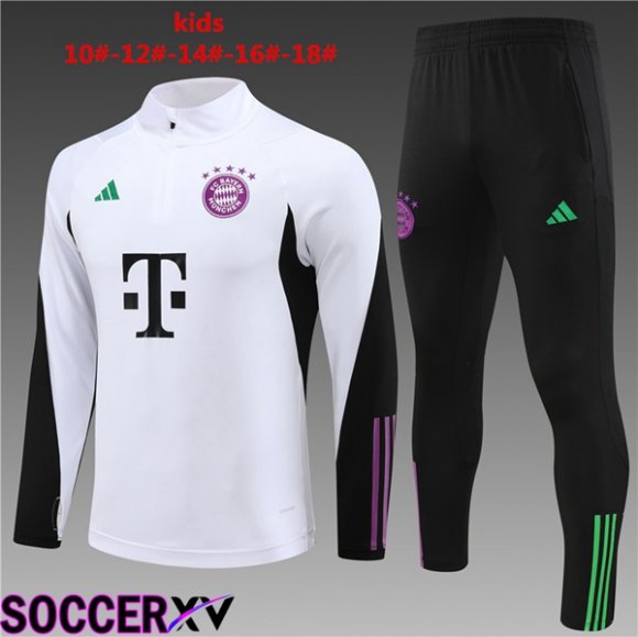 Bayern Munich Kids Training Tracksuit Suit White 2023/2024