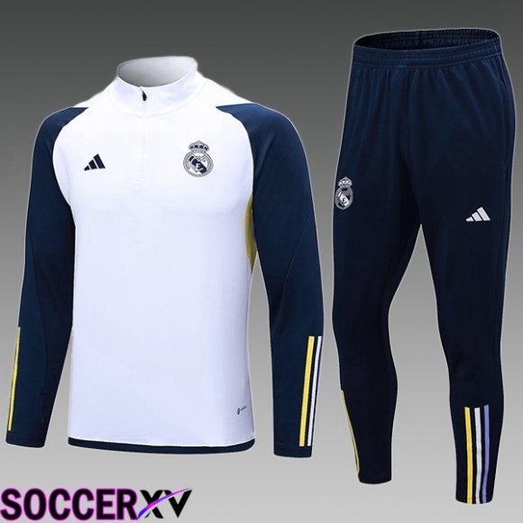 Real Madrid Kids Training Tracksuit Suit White 2023/2024