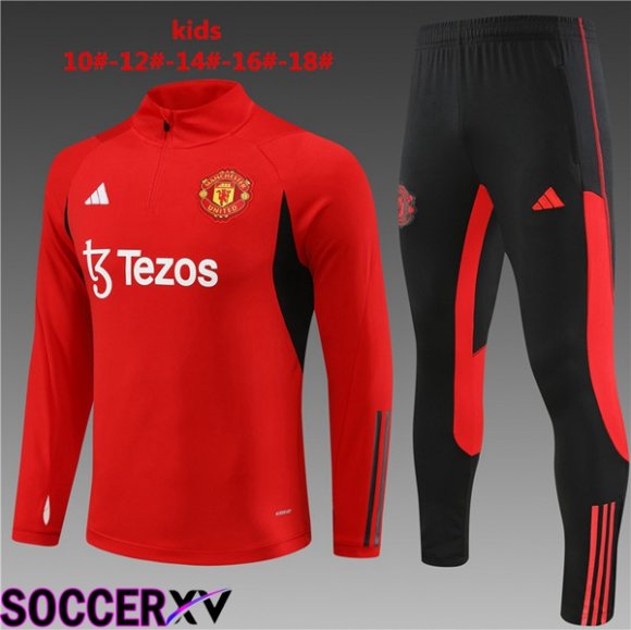 Manchester United Kids Training Tracksuit Suit Red 2023/2024