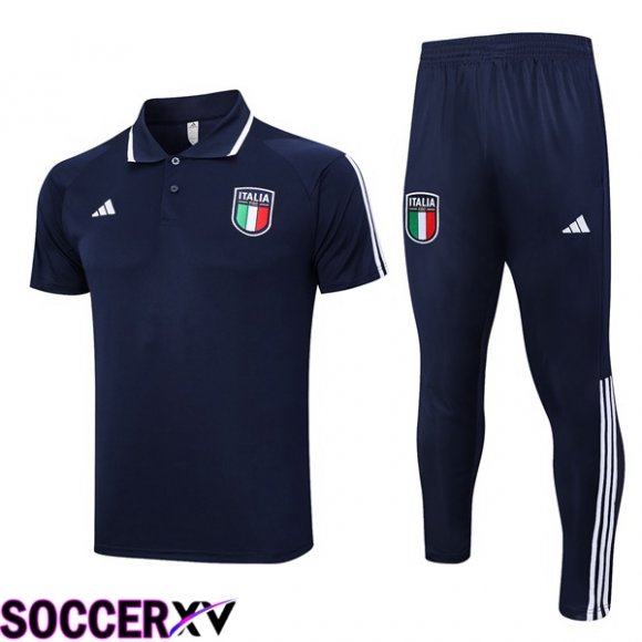 Italy Soccer Polo + Pants Blue Royal 2023/2024