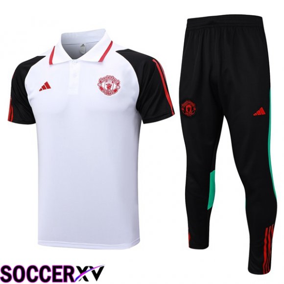 Manchester United Soccer Polo + Pants White 2023/2024