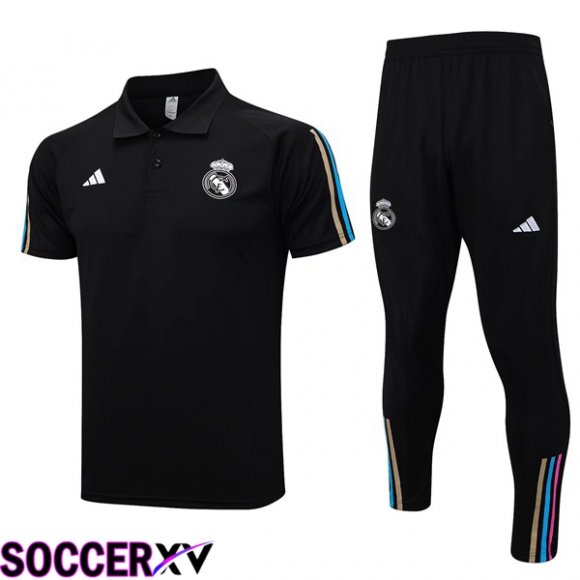 Real Madrid Soccer Polo + Pants Black 2023/2024