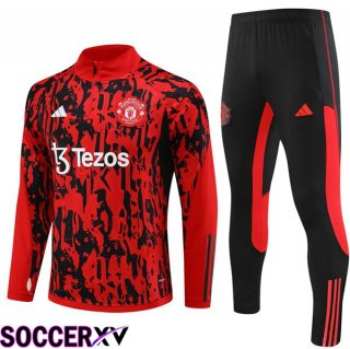 Manchester United Training Tracksuit Suit Red Black 2023/2024