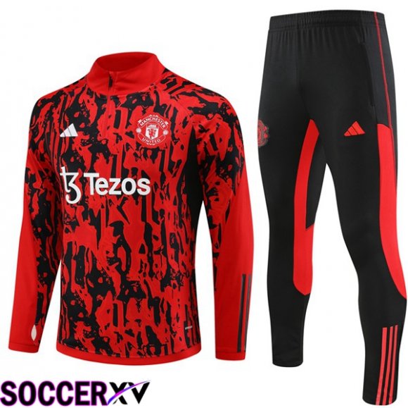 Manchester United Training Tracksuit Suit Red Black 2023/2024