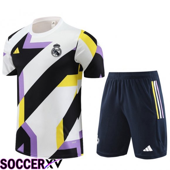 Real Madrid Training T Shirt + Shorts White Black 2023/2024