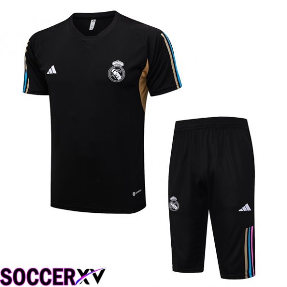 Real Madrid Training T Shirt + Shorts Black 2023/2024