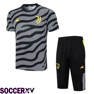 Juventus Training T Shirt + Shorts Black 2023/2024