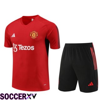 Manchester United Training T Shirt + Shorts Red 2023/2024